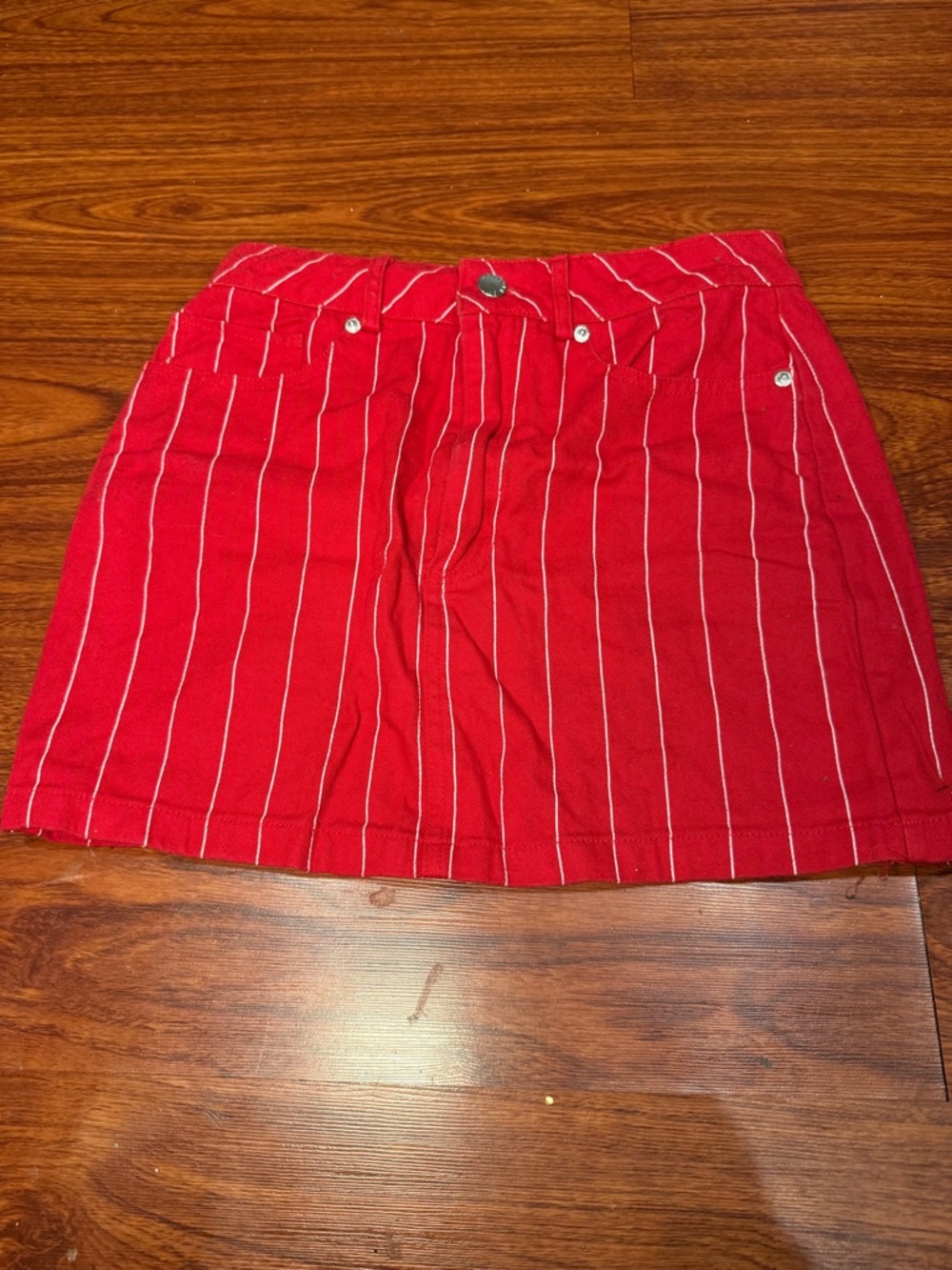 Forever 21 Red Pinstripe Mini Skirt